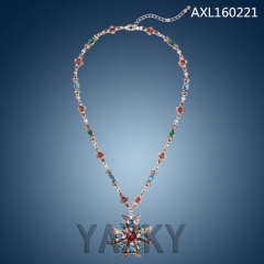 Fashion necklace with colorful crystal pendants