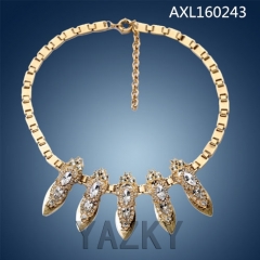 Fashion gold plated necklace with crystal pendants