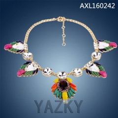 Fashion necklace with colorful crystal pendants