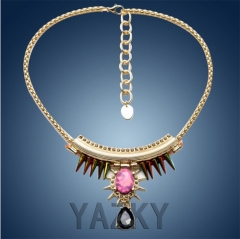 Fashion  necklace with rivets and crystals pendants