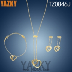 Heart gold plated jewelry set