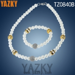 Imitation pearl with gold plated and zircon jewelry set