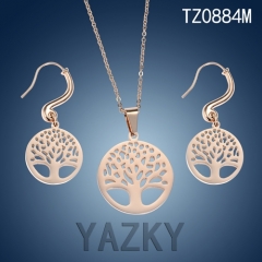Tree of life jewelry set rose gold plated