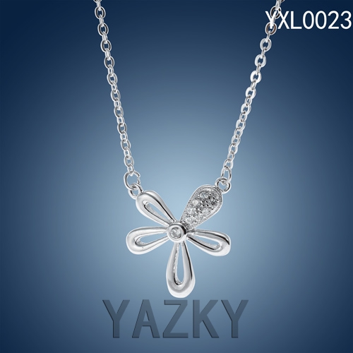 Flower pendant sterling silver necklace