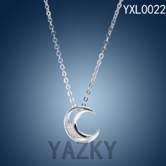 Moon pendant sterling silver necklace
