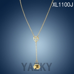 Gold plated stainless steel bell pendant necklace
