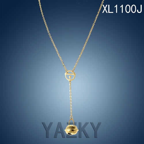 Gold plated stainless steel bell pendant necklace