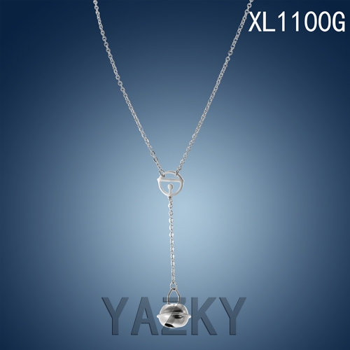 Silver color stainless steel bell pendant necklace