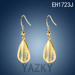 Water drop style stainless steel gold plated earring