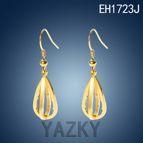 Water drop style stainless steel gold plated earring