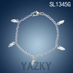 Leaves style stainless steel silver color bracelets