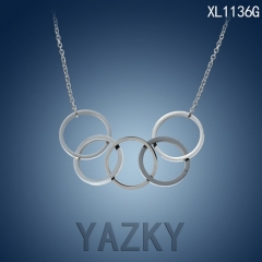 Olympic circles design stainless steel siver color necklace