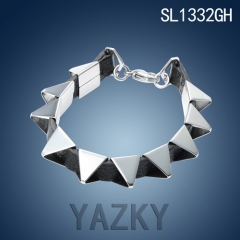 Centrum shape stainless steel leather bangle bracelet