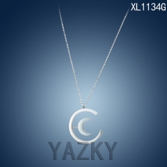 Moon design stainless steel siver color necklace