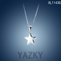 Star design stainless steel silver color necklace