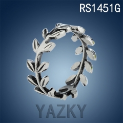 Olive leaf ring in stainless steel