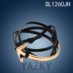 Stainless steel arrow leather bracelet