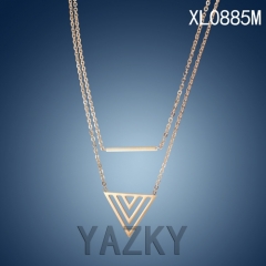 Rose gold plated stainless steel triangle necklace
