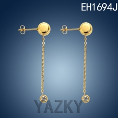 Long style gold color stainless steel earring