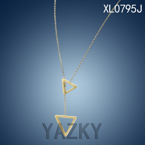 Double triangle gold plated stainless steel necklace