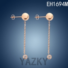 Long style rose gold color stainless steel earring