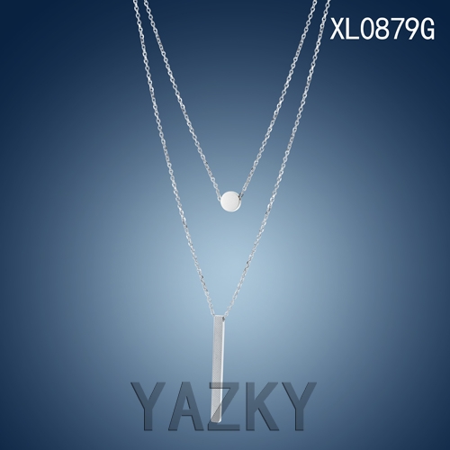 Simple design double layer necklace in stainless steel