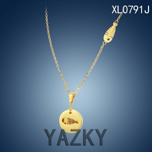 Gold plated two fish lovely necklace