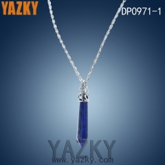 Dark Blue Agate with stainless steel necklace