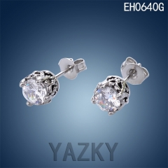 Crown stainless steel shiny diamond ear stud in stock