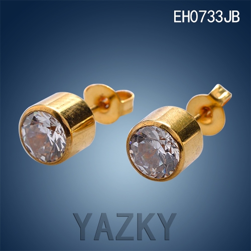 Hot big zircon setting stainless steel ear stud