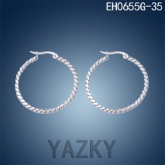Fashion stainless steel earring-Steel color big size circle earring