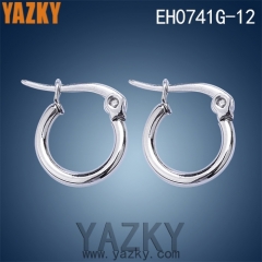 Round earring hoop with long tail in stainless steel