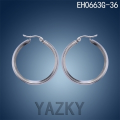Fashion stainless steel earring-Steel color big size circle shape earring