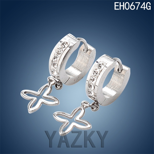 Fashion stainless steel earring cross pendantearring