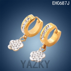 Fashion stainless steel earring with flower pendant
