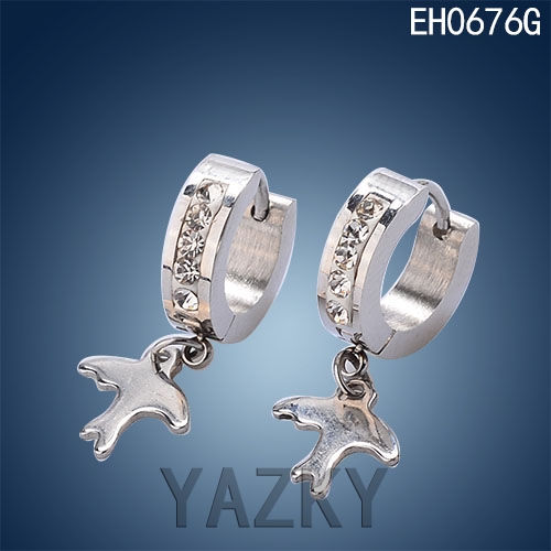 Fashion stainless steel earring with bird pendant