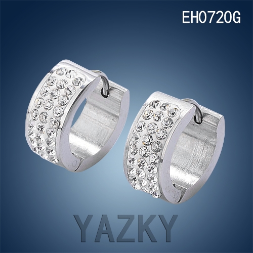 Fashion stainless steel earring with white zircons