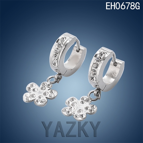 Fashion stainless steel earring with flower pendant