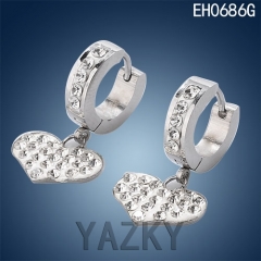 Fashion stainless steel earring with heart shape pendant