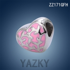 Stainless steel heart shape charm bead for bracelet and necklace