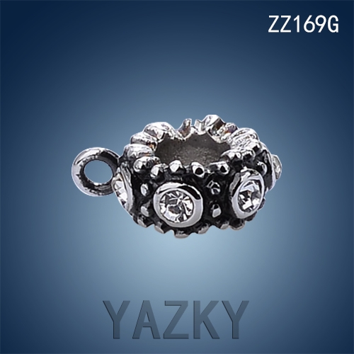 Stainless steel charm and bead with CZ for bracelet and necklace