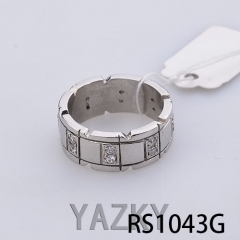 Shiny zircon ring men's ring stainless steel ring