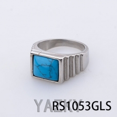 Blue stone stainless steel men's ring