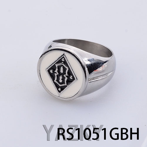 Enamel shiny stainless steel men's ring