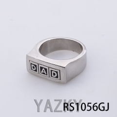 Square men's ring with words engraved