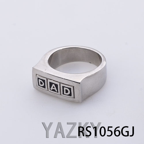 Square men's ring with words engraved