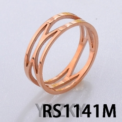 Hollow rose gold plated stainless steel ring