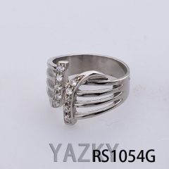 Shiny zircon stainless steel simple design ring