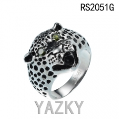 Anillo leopardo en acero inoxidable