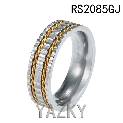 Gold and steel color geer stainless steel ring